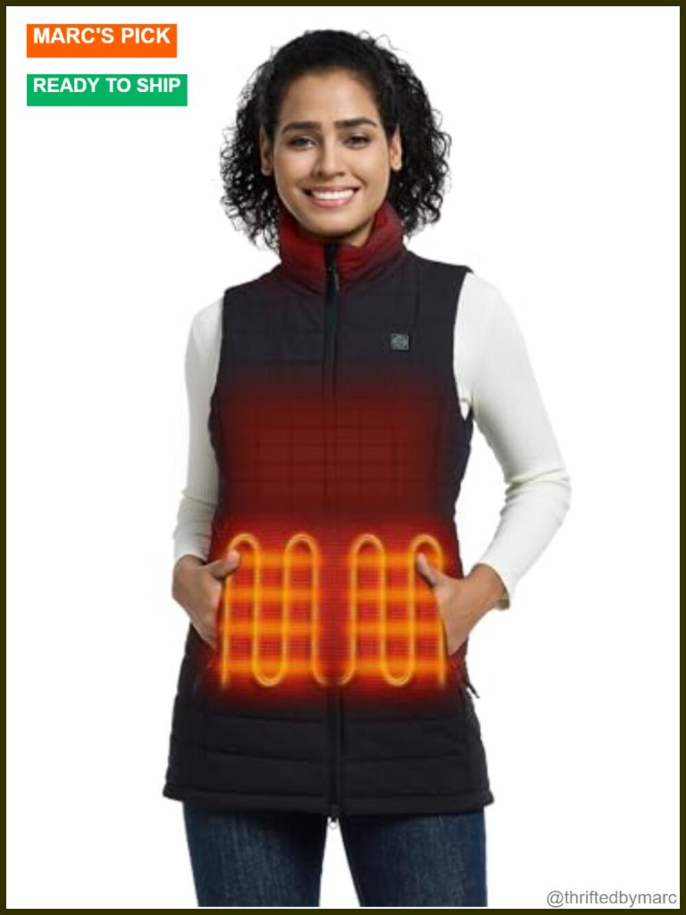 Heated Puffer Vest Sleeveless Quilted Mid-Thigh Battery Powered Machine Washable